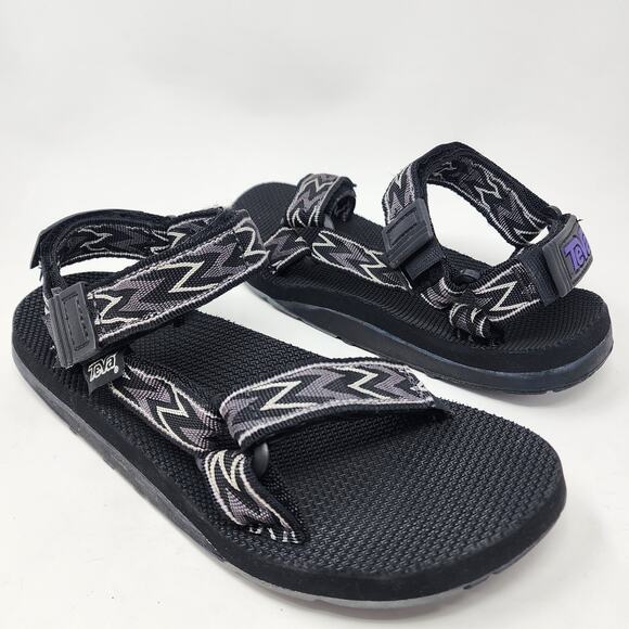 Vintage Teva Sandals Men 9 USA Made Grey Black Zigzag Sport Water Fishing Shoes - Picture 2 of 11